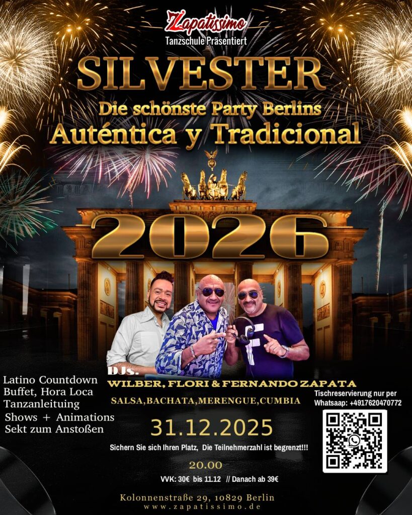 Nochevieja 2025 2026: ¡la mayor fiesta latina y de salsa de Berlín!